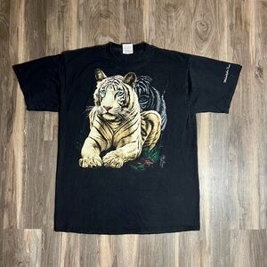 Vintage Philadelphia Zoo Tiger Black Graphic T-shirt Size XL Y2K